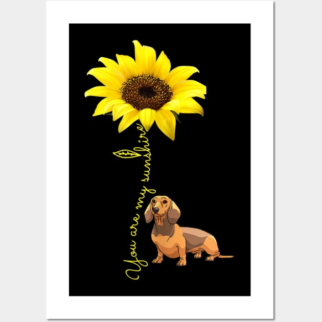 You Are My Sunshine Dachshund Sunflower Wall Art by Xamgi